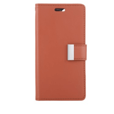 iPhone 14 High-Quality Flip Wallet Case Cover - Shock-Resistant with Front Cover, Multiple Card Slots, Magnetic Closure and Media Stand Convertible - Brown